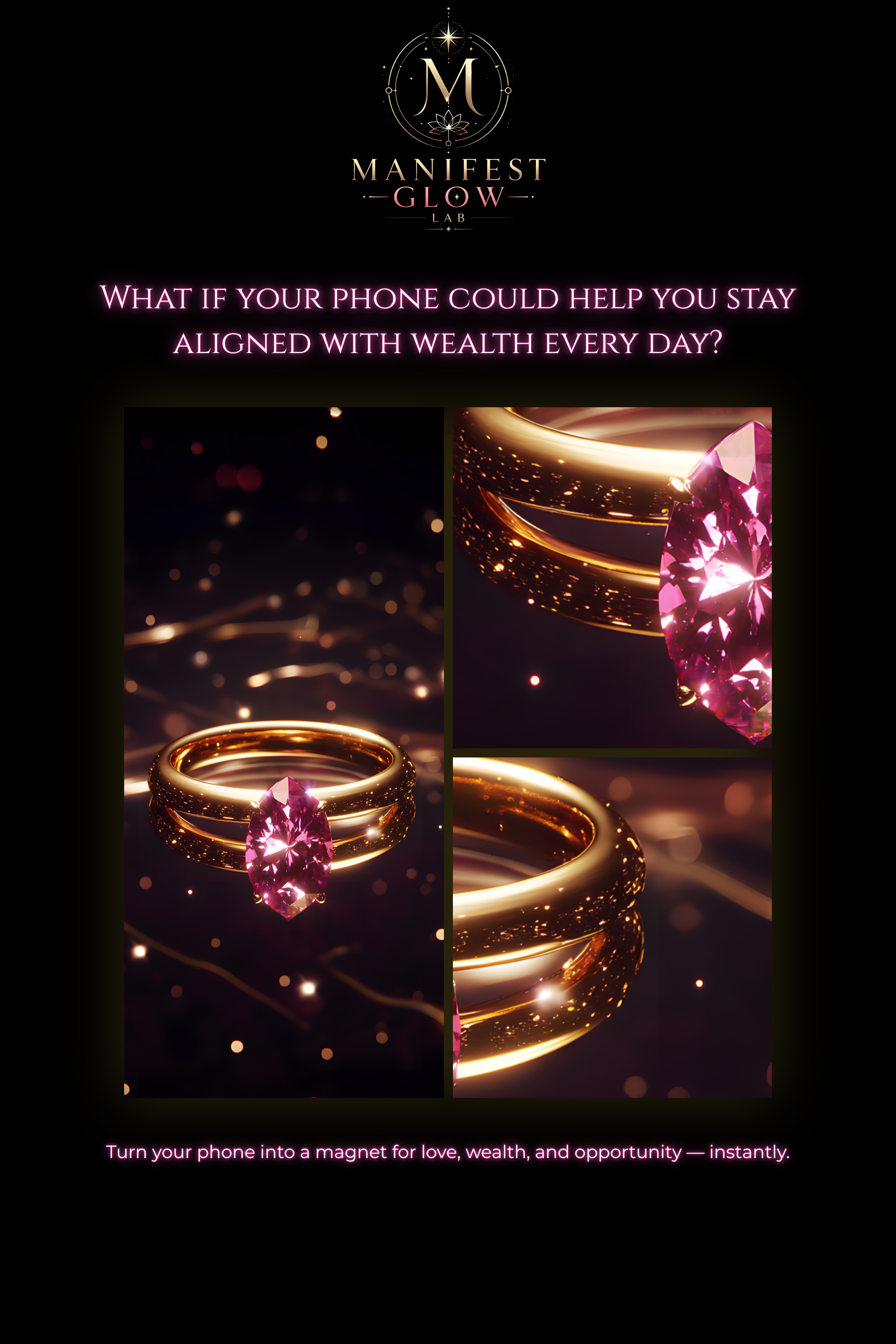 Gold Crystal Ring Love Attraction Wallpaper 4K | Attract Love Energy