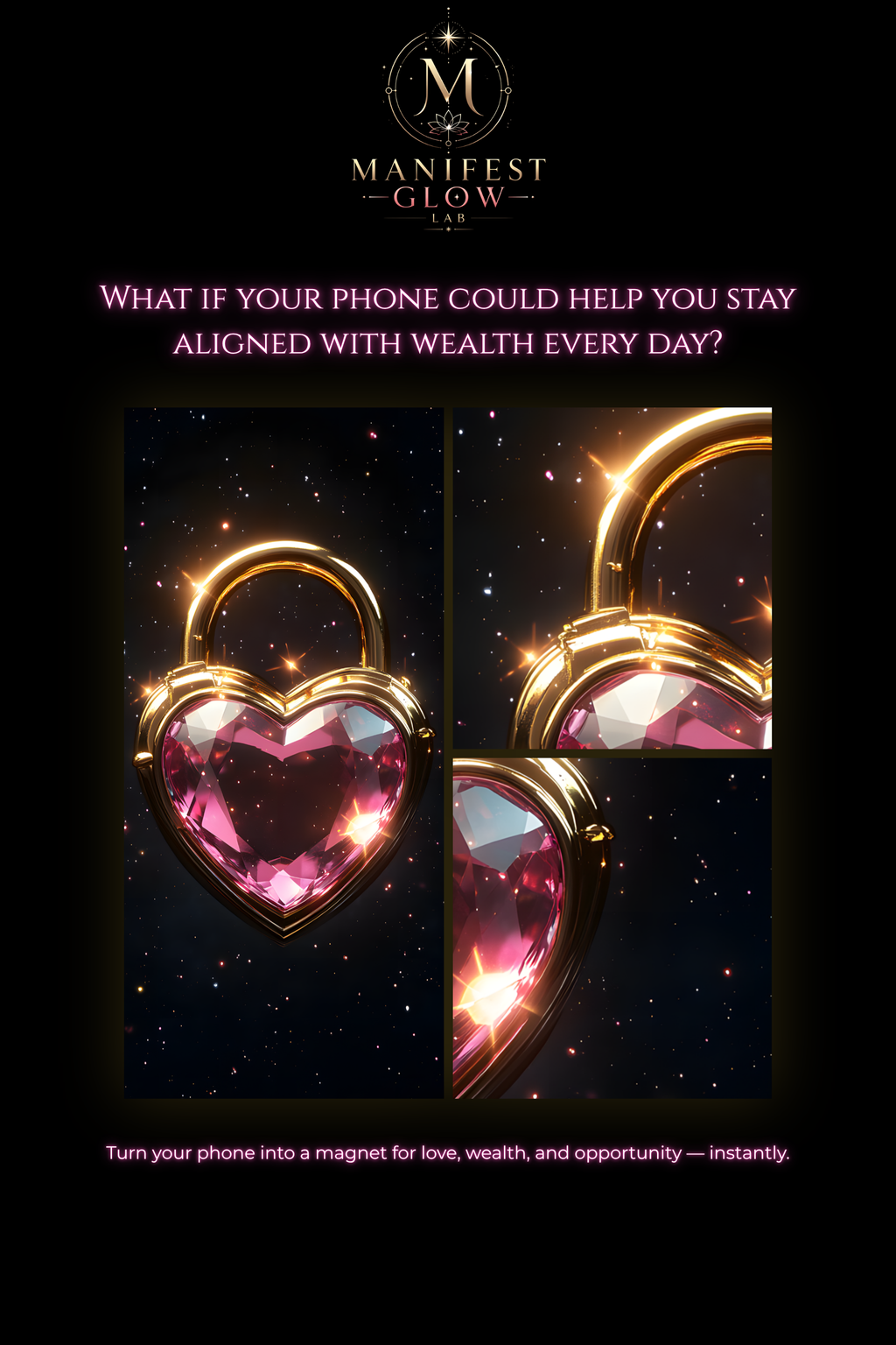 Fondo de Pantalla 4K de Energía de Cristal de Candado Corazón | Frecuencia de Amor de Candado