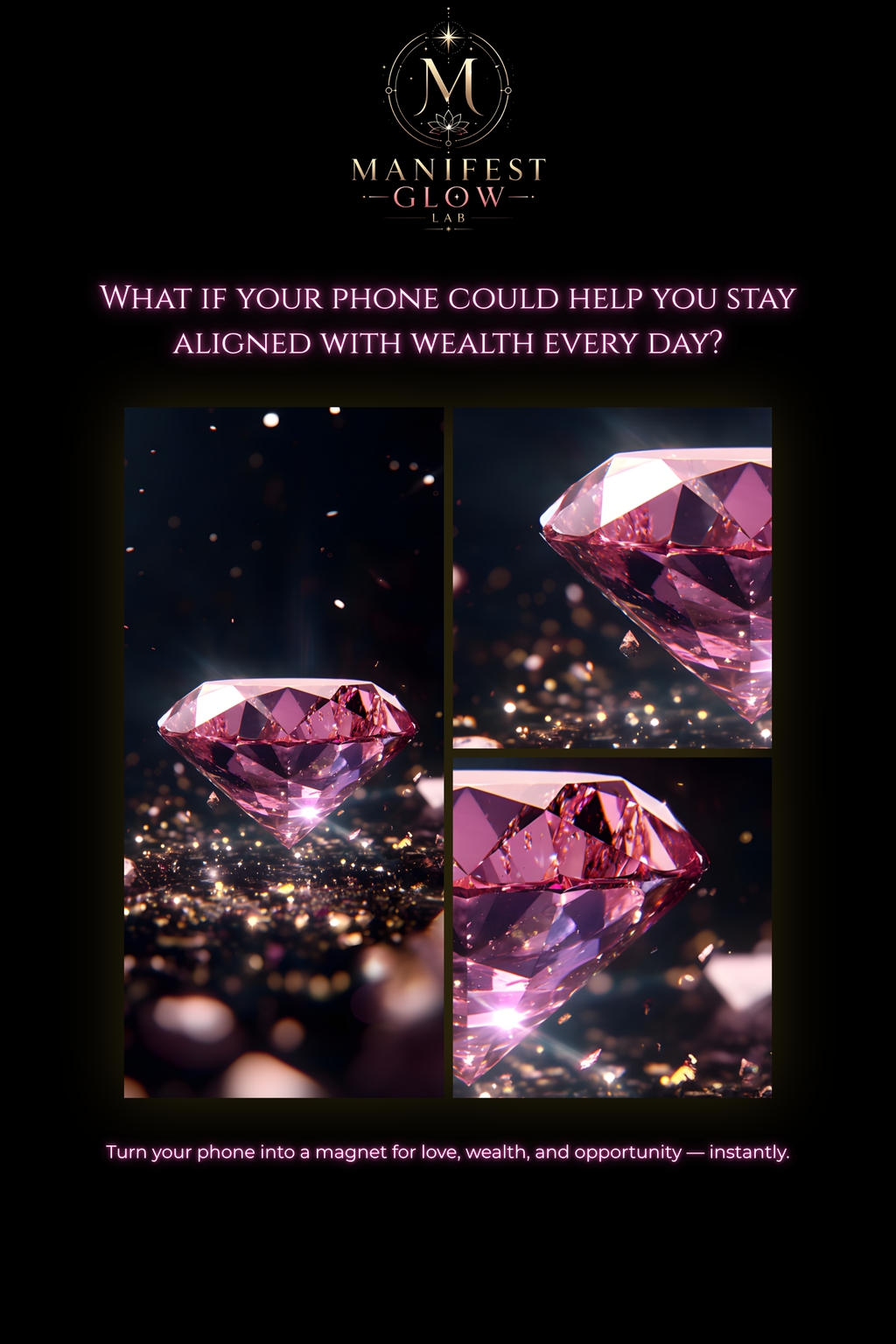 Fondo de Pantalla de Energía de Riqueza de Diamante Rosa 4K | Energía de lujo y alto valor