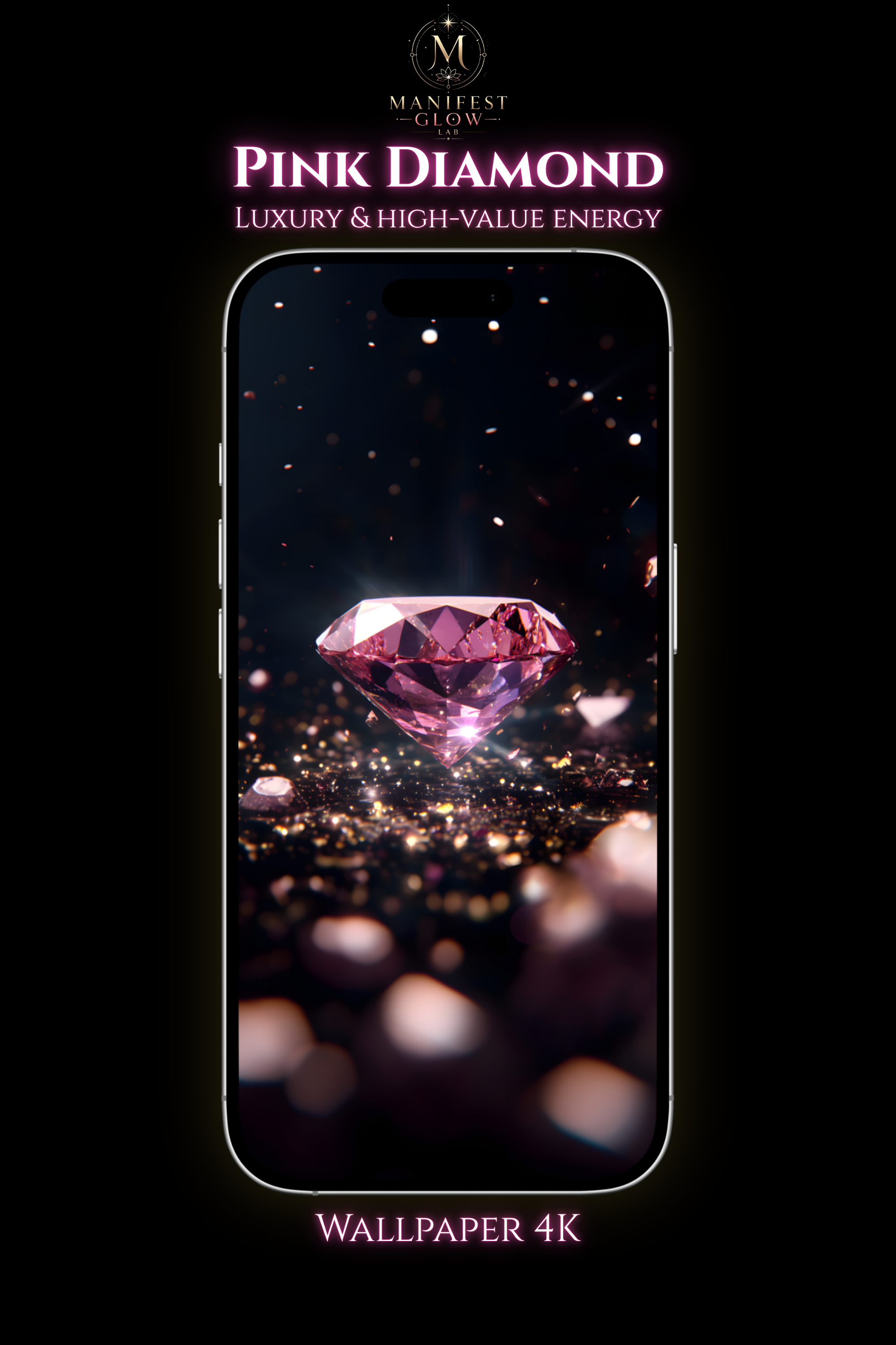 Fondo de Pantalla de Energía de Riqueza de Diamante Rosa 4K | Energía de lujo y alto valor